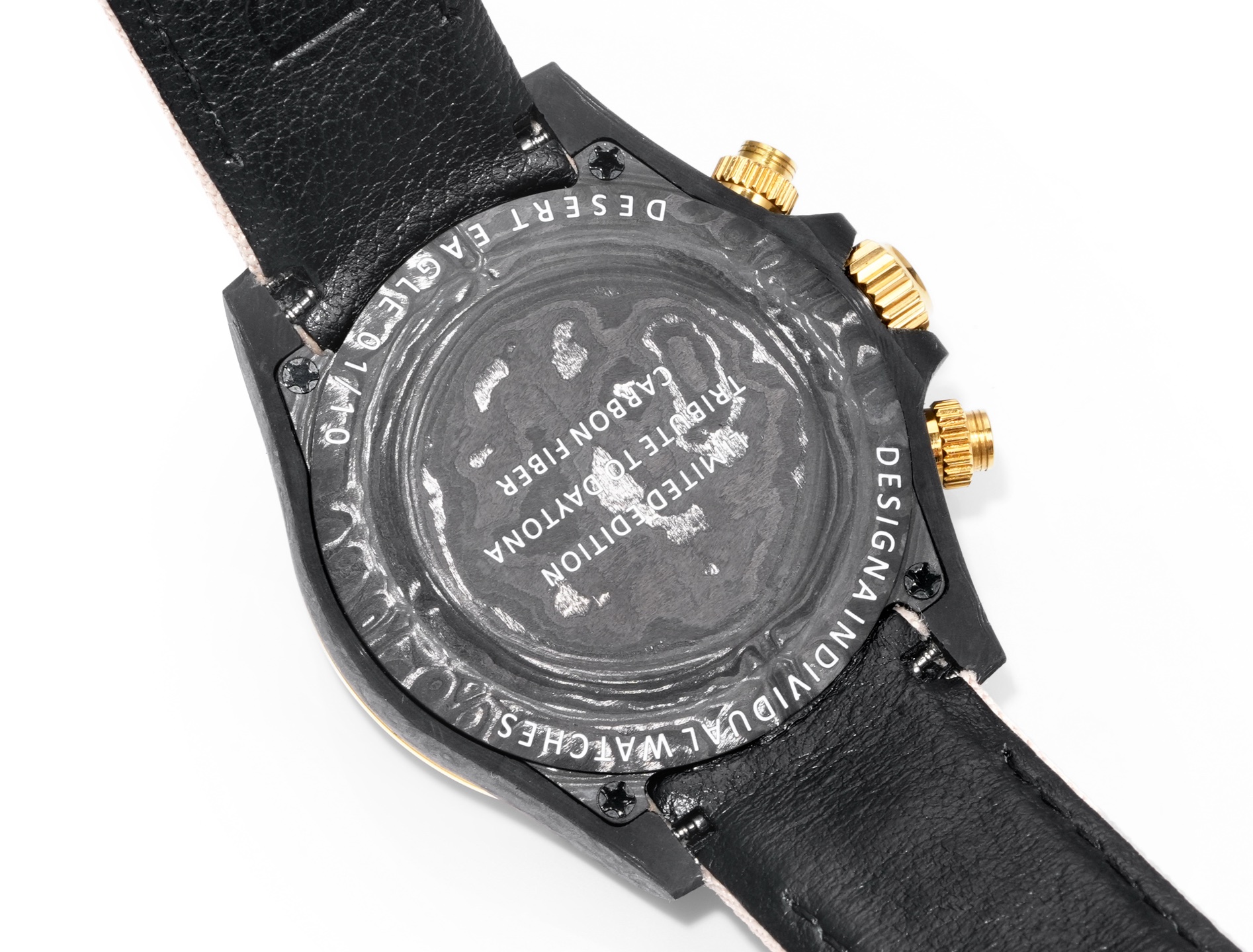 Gehauseboden der Rolex Daytona Replik aus Carbonfaser mit Gravur