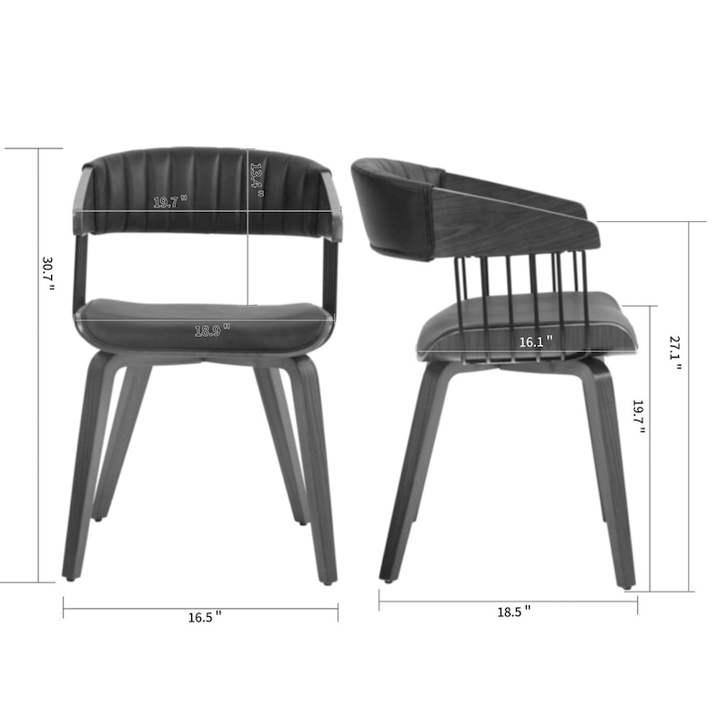 Beaumont Black Faux Leather Dining Chair with Walnut Wood Frame and Legs