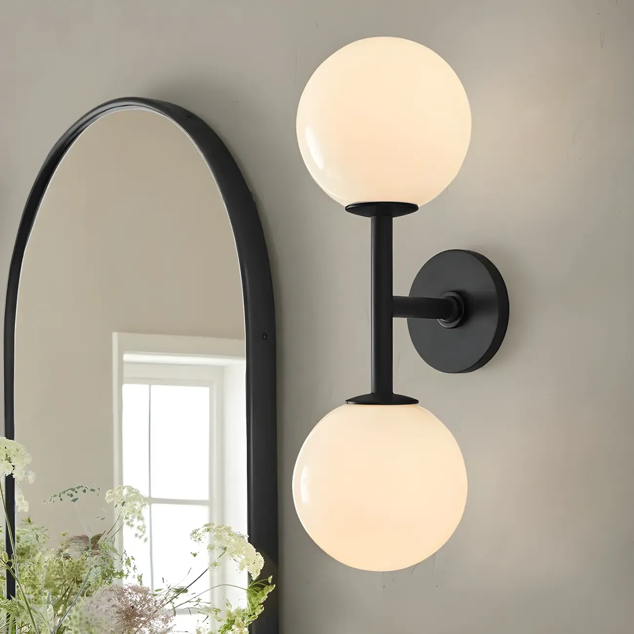Modern 2-Light Up Down Globe Glass Vanity Light