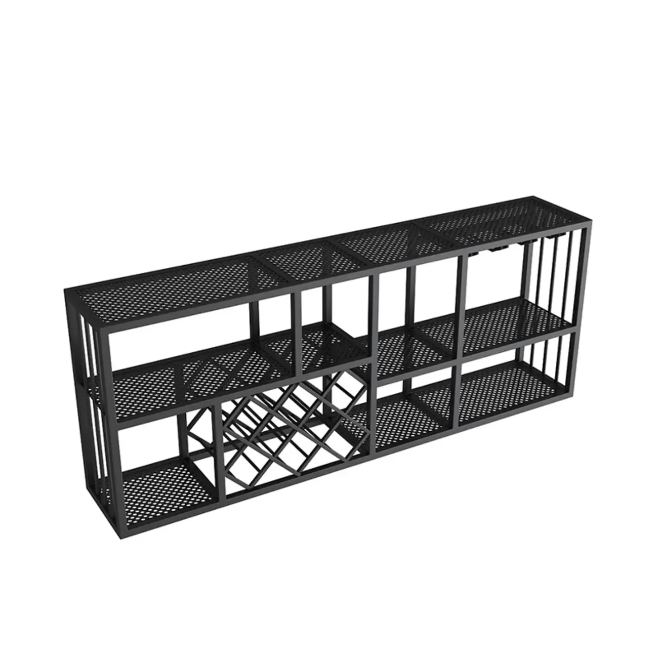 Lavish Metal Wall Hanging Open Wine Bottle and Wine Glass Holder