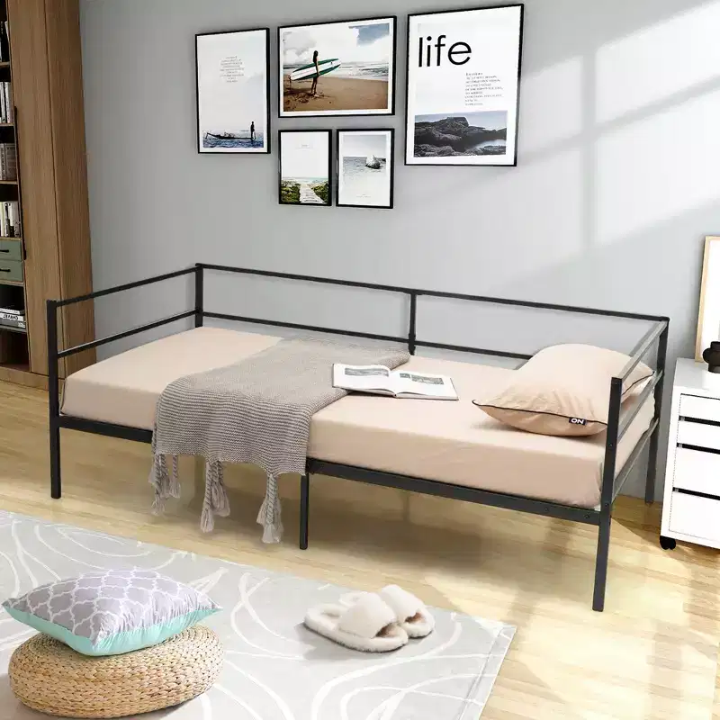 Costway Twin Daybed Sofa Bed Frame Metal Platform with Headboard for Guest - Living Room