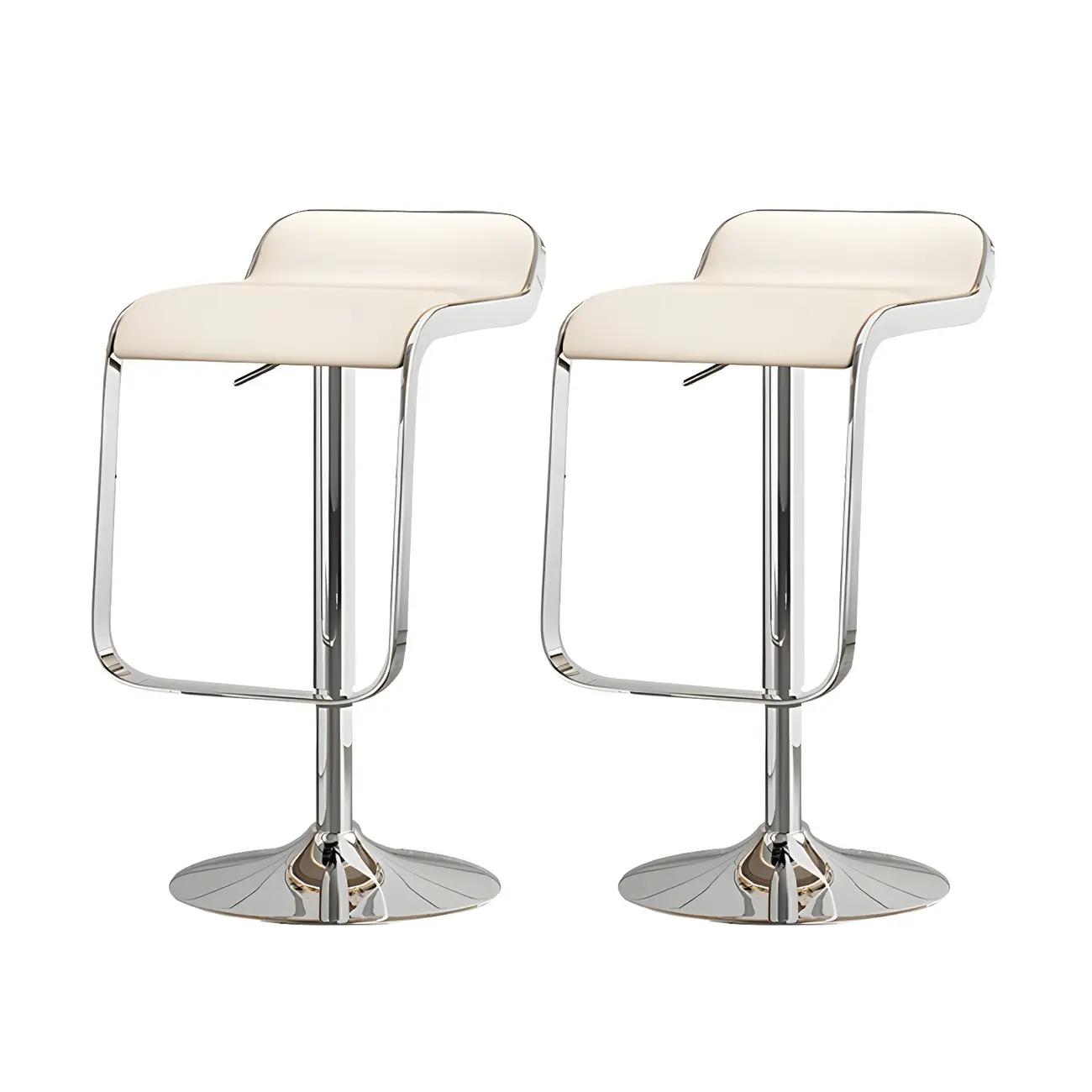 Leather Low Back Metal Adjustable Swivel Bar Stools