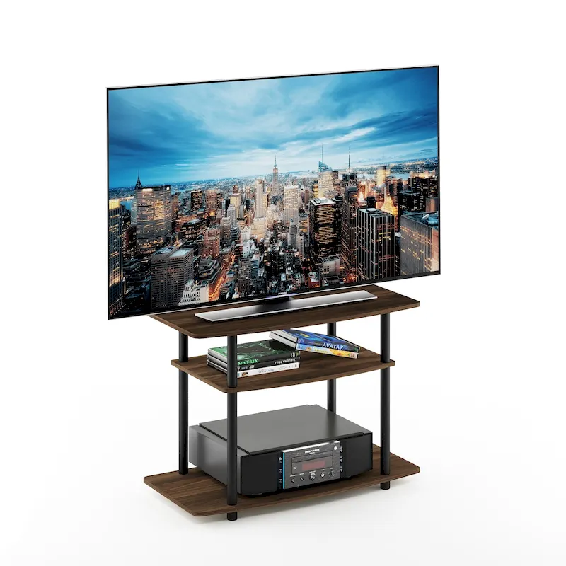 No Tools 3-Tier TV Stands, Columbia Walnut/Black