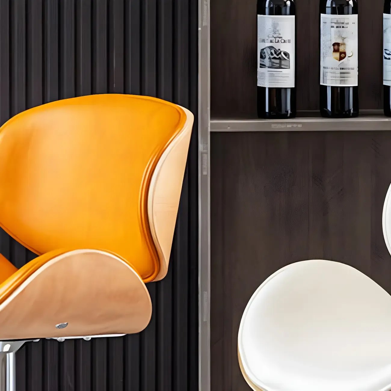 Arched Blackish Green Leather Swivel Adjustable Bar Stool