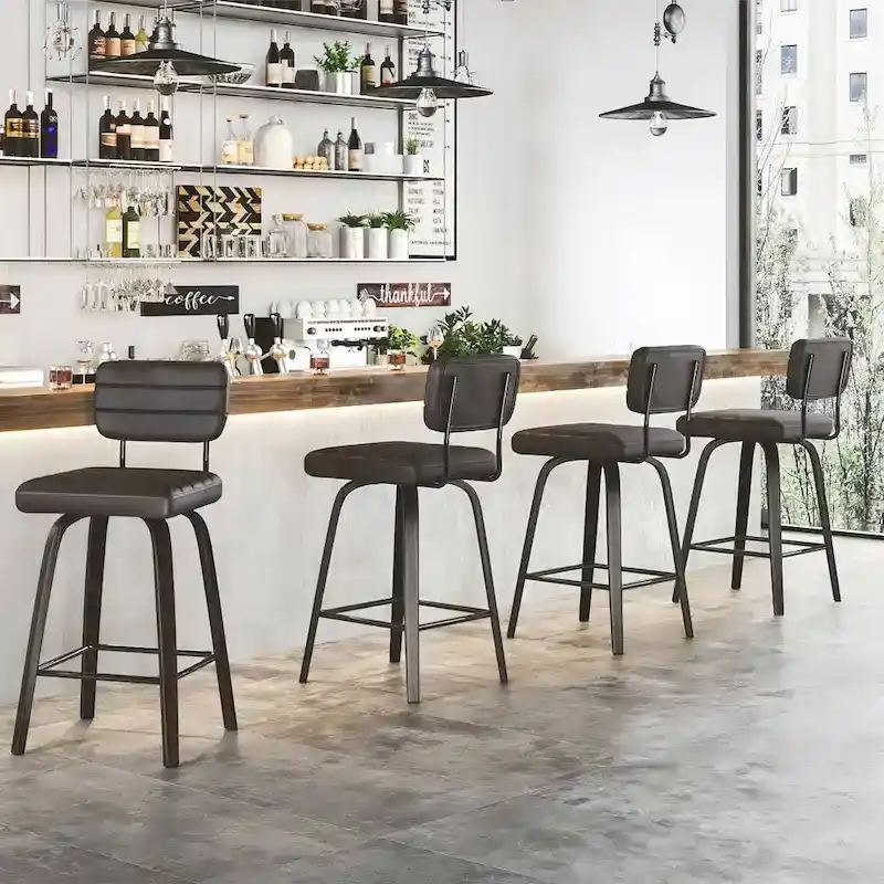 Swivel Counter Height Bar Stool with PU Leather Seat