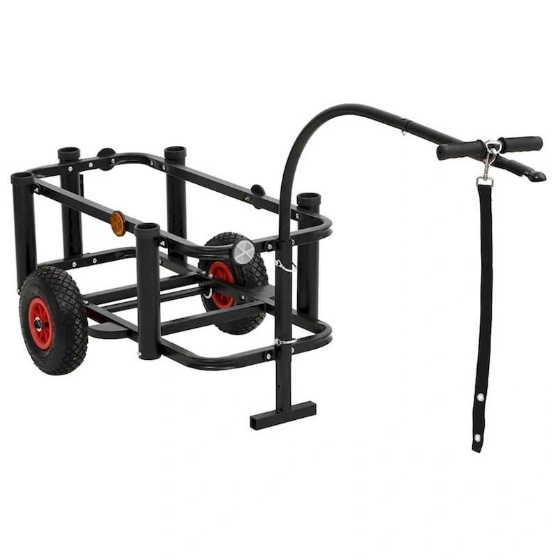 vidaXL Fishing Trolley Black Steel - 34.3 x 14.6 x 32.3