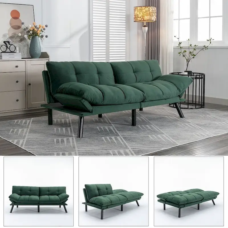 Modern Upholstered 2-Seater Sofa Bed with Adjustable Backrest and Armrests - 70:l