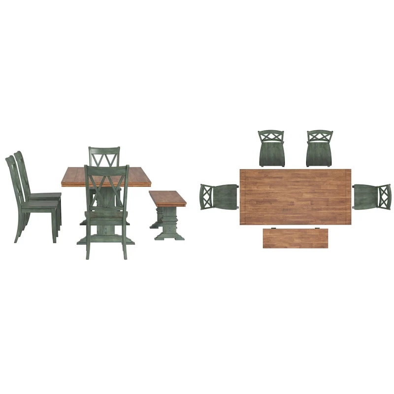 Ronda 78.7 Rectangular Solid Wood Top Dining Set with X-Back Chairs