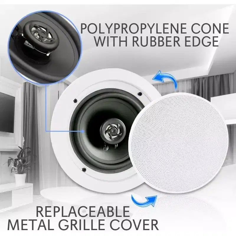 Pyle 8'' Bluetooth Ceiling/Wall Speakers, 2-Way Flush Mount, 250W (PDICBT852RD)