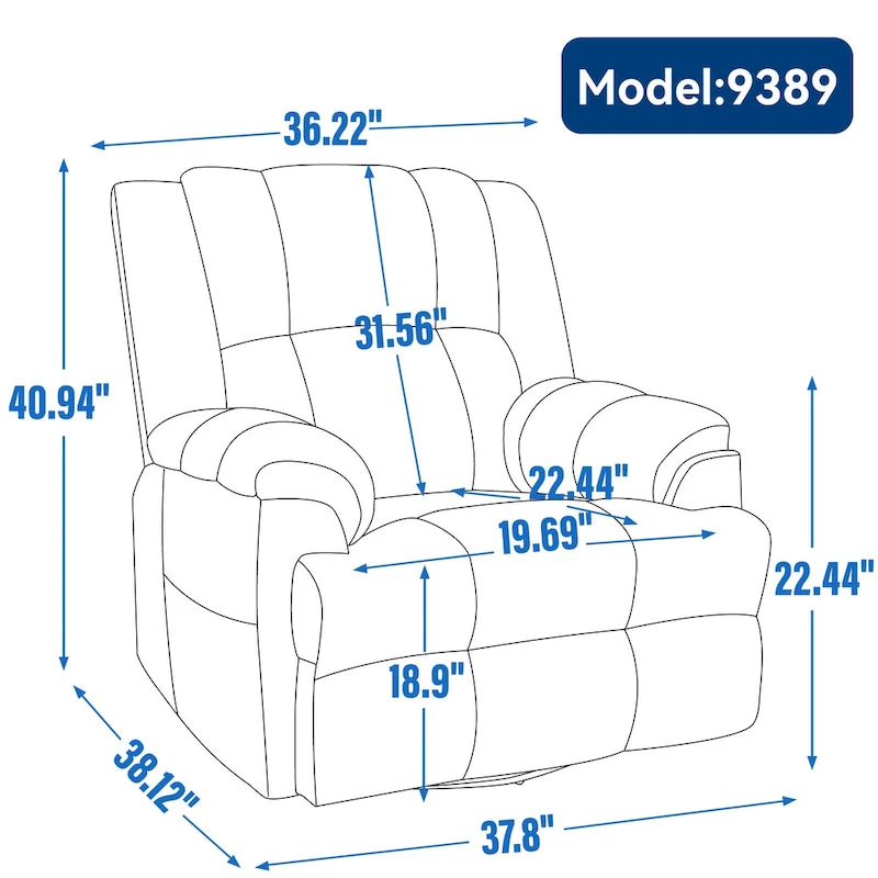 Lazy Boy Swivel Rocker Fabric Recliner Chair, Overstuffed Large Manual Recliner Glider with Pillow Top Arms and Cushion Back