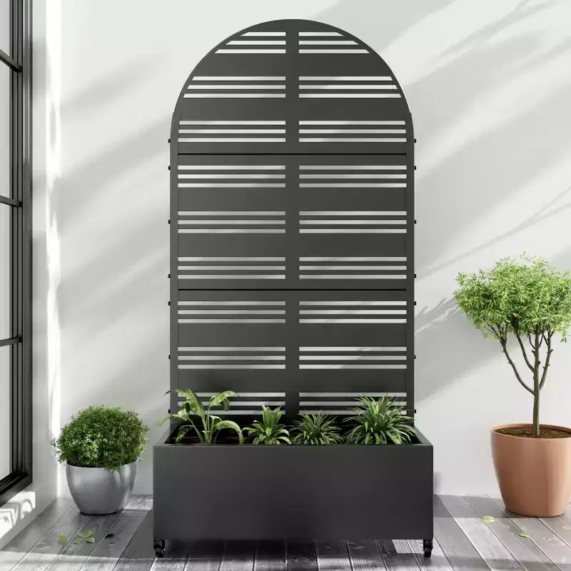 PexFix Arched Outdoor Metal Trellis with Planter Box