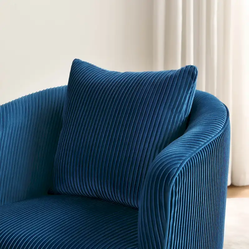 Velvet Barrel Accent Chairs with Golden Legs Set of 2