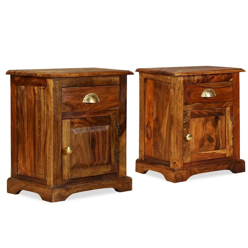 vidaXL Bedside Cabinet 2 pcs 15.8x11.8x19.7 Solid Sheesham Wood