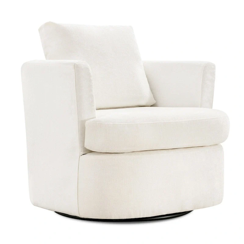 Modern Chenille Upholstered Swivel Accent Barrel Chair Set Modern Swivel Armchair for Living Room