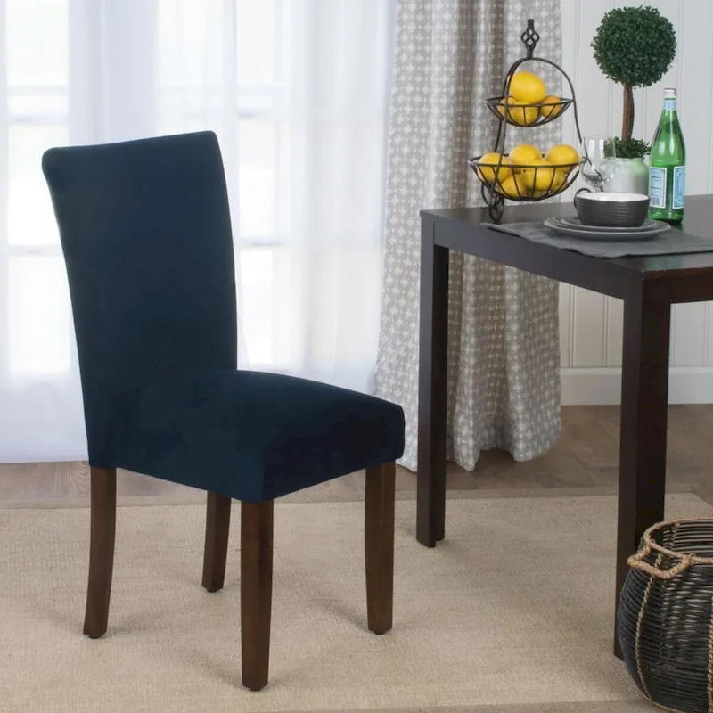 Classic Dark Navy Blue Velvet Parsons Dining Chair