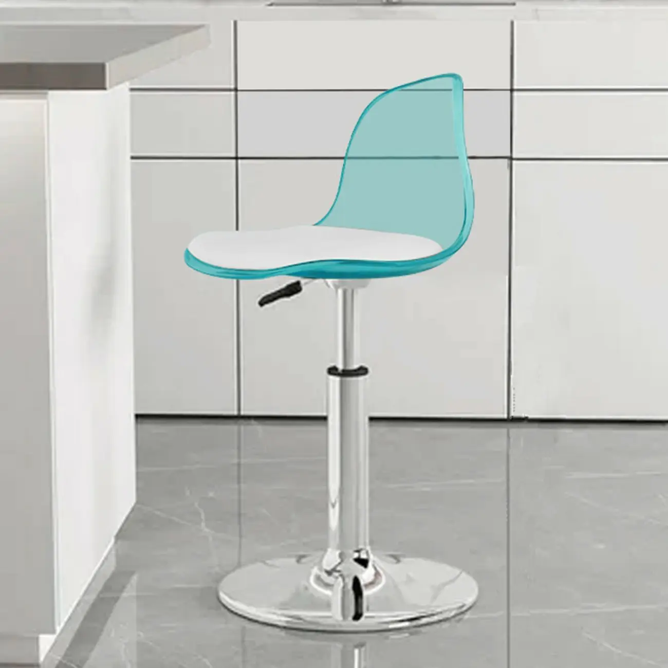 Modern Swivel Cushioned Acrylic Bar Stools with Backs