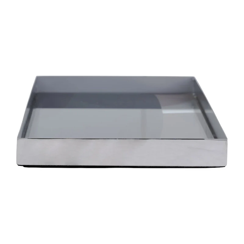 Sagebrook Home Set Of 2 16/20 L, Metal Glass Tray, Nickel Multi, Rectangle, 1 H, Abstract - 20  x 9  x 1
