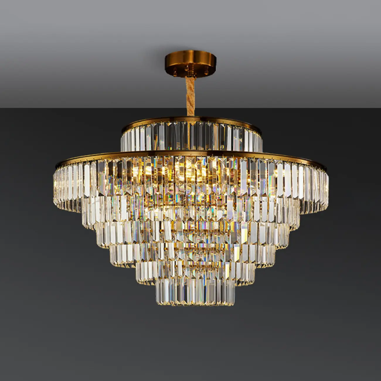 Luxury Crystal Gold Chandelier with Multi-Tiered Design