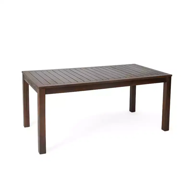 GDFStudio Ebany Outdoor 69 Acacia Wood Dining Table with Slatted Design, Dark Brown