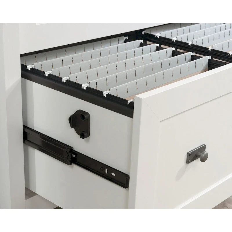 White 2-Drawer Lateral File Cabinet with Oak Accent Top, Single-User