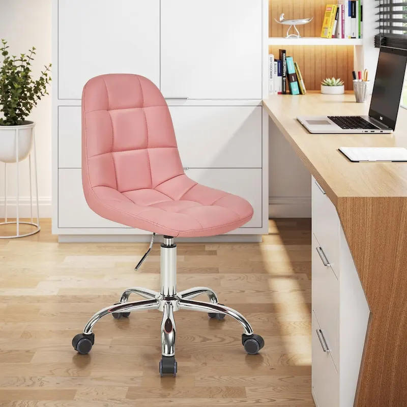 Javlergo Armless Home Office Chair, Height Adjustable Computer Desk Chair with Wheels