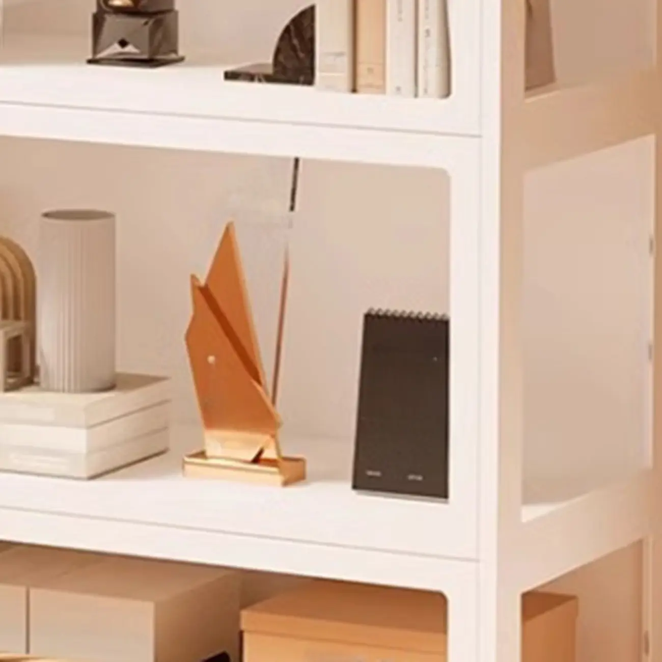 White 5-Tier Modern Metal Closed Back Bookcase