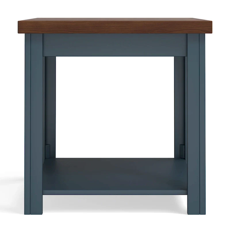 Bridgevine Home Nantucket 24 inch Side Table, No Assembly Required, Blue Denim and Whiskey Finish