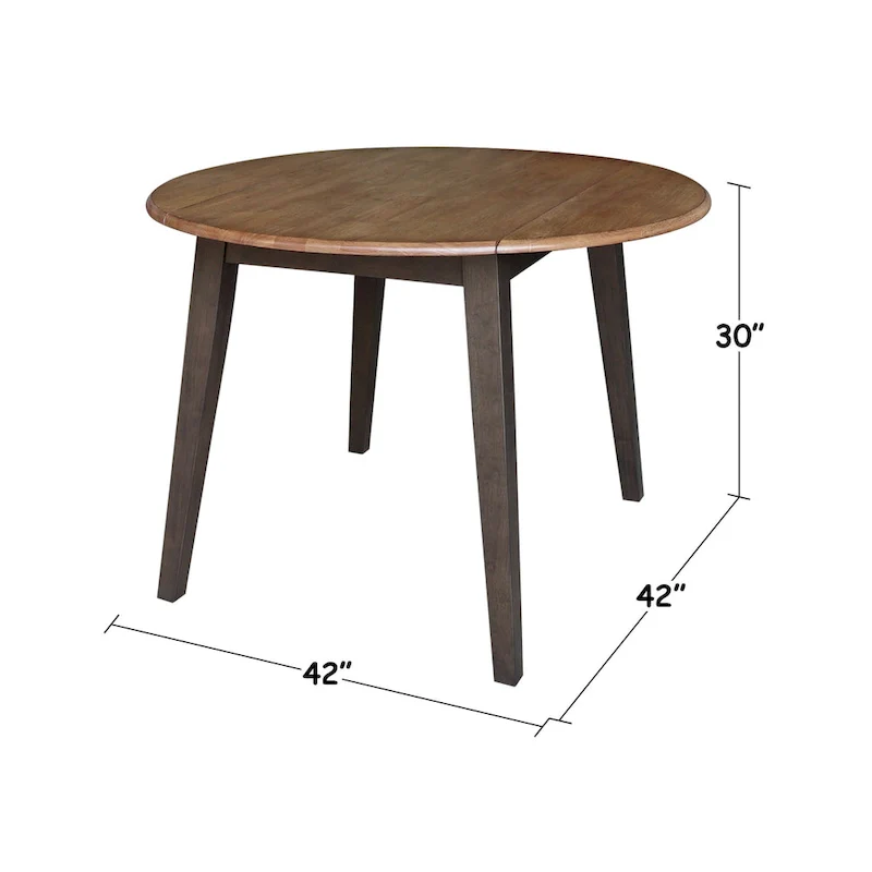 42 in. Solid Wood Round Dual Drop Leaf Table