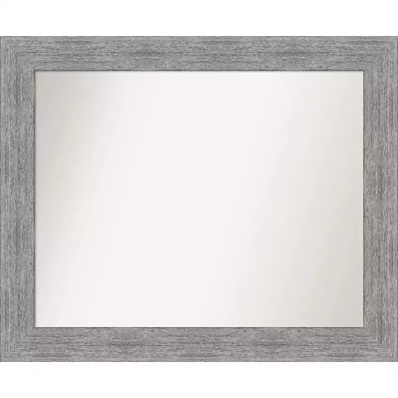 33" x 27" Non-Beveled Bark Rustic Gray Wall Mirror - Amanti Art: Modern Rectangle, Polystyrene Frame
