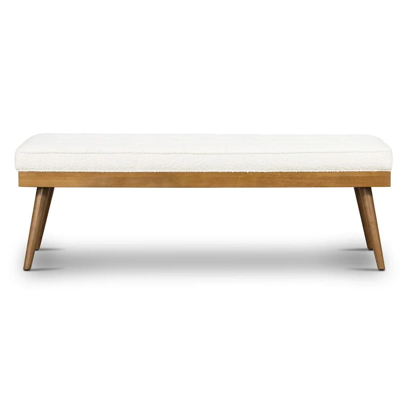 Fabric Bench - Tufted Seat with Solid Wood Legs