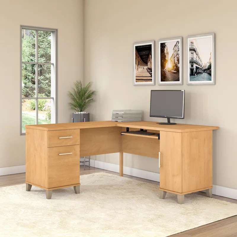 Bush Furniture Somerset 60W L Shaped Desk with Drawers and Storage