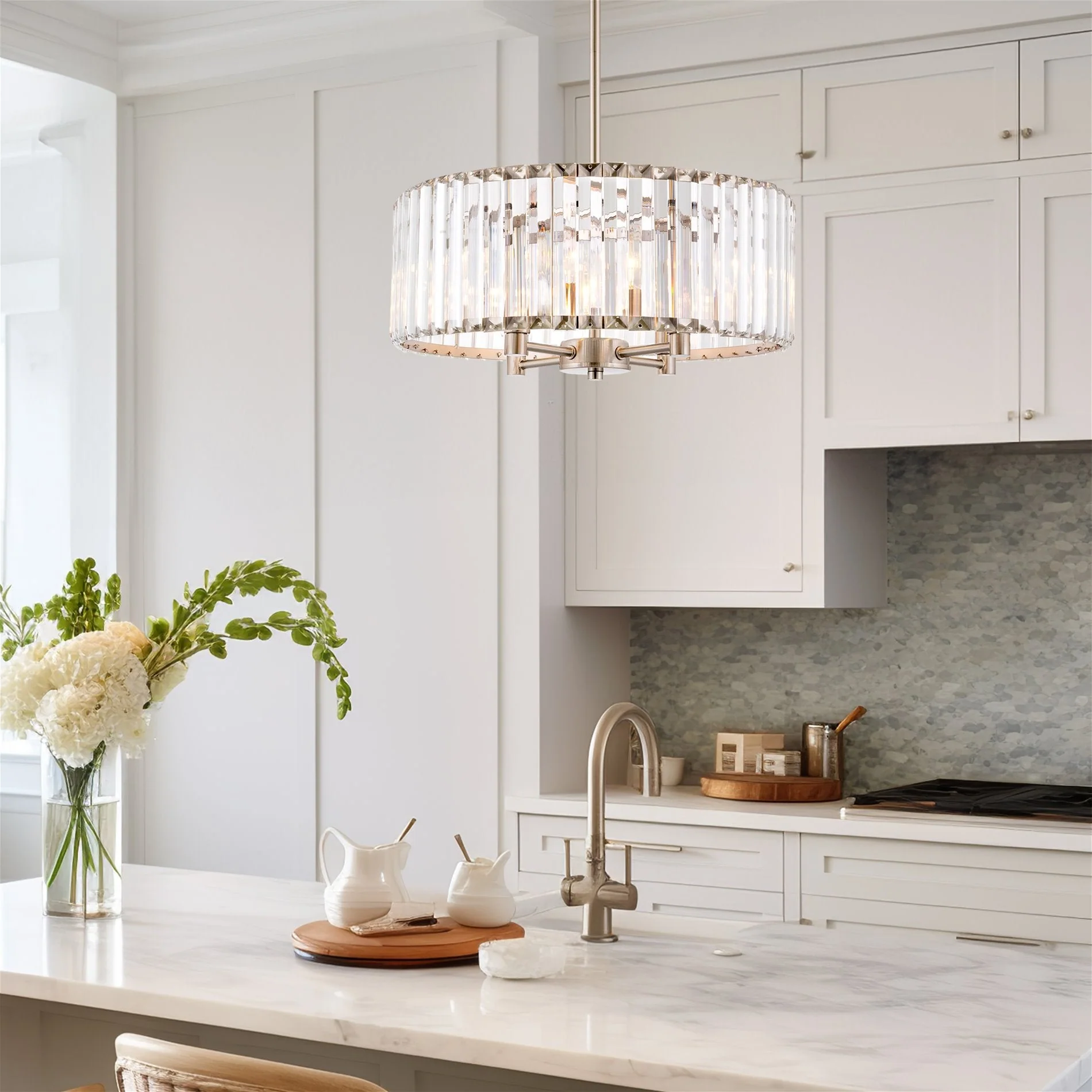 Delilah 16 Modern 4-Light Crystal Drum Chandelier