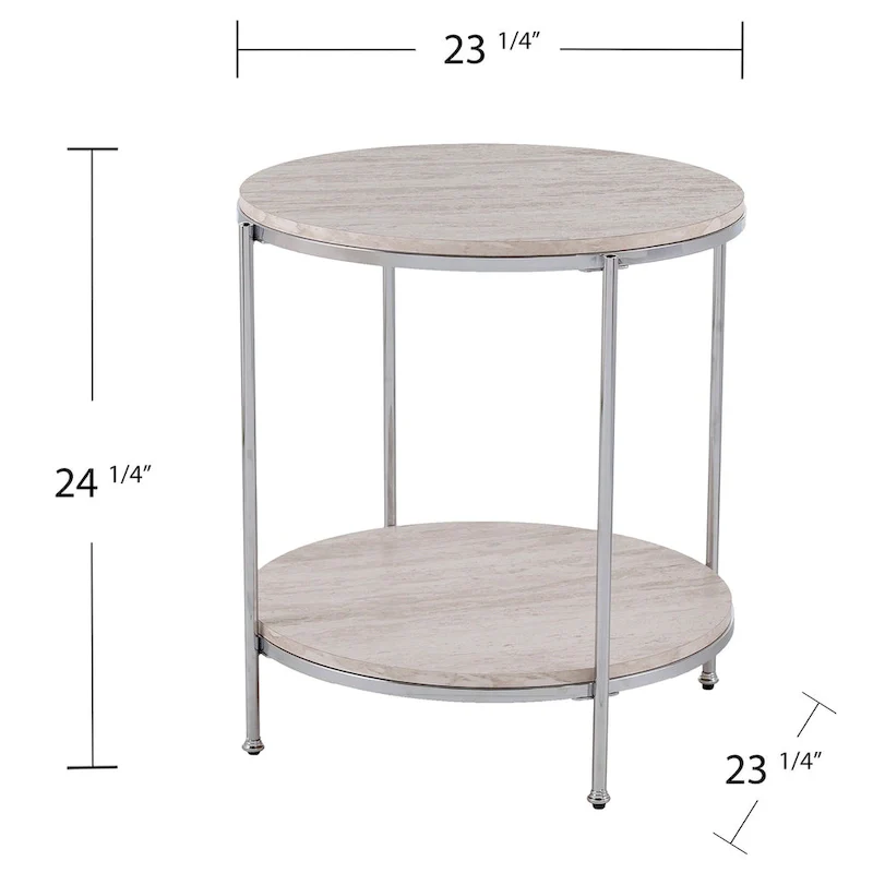 Round Faux Marble Side Table