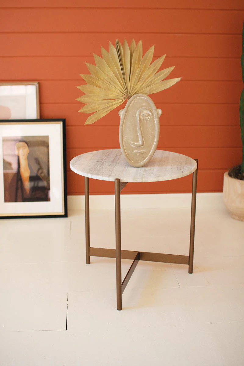 Iron Side Table with Marble Top
