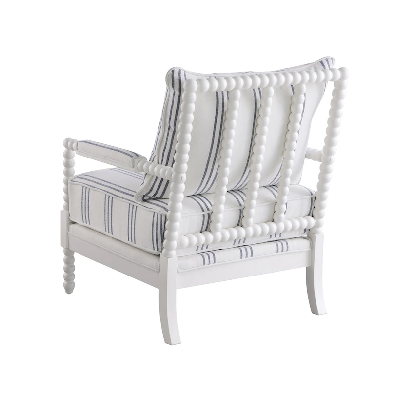 Penelopina White and Navy Upholstered Stripe Accent Chair