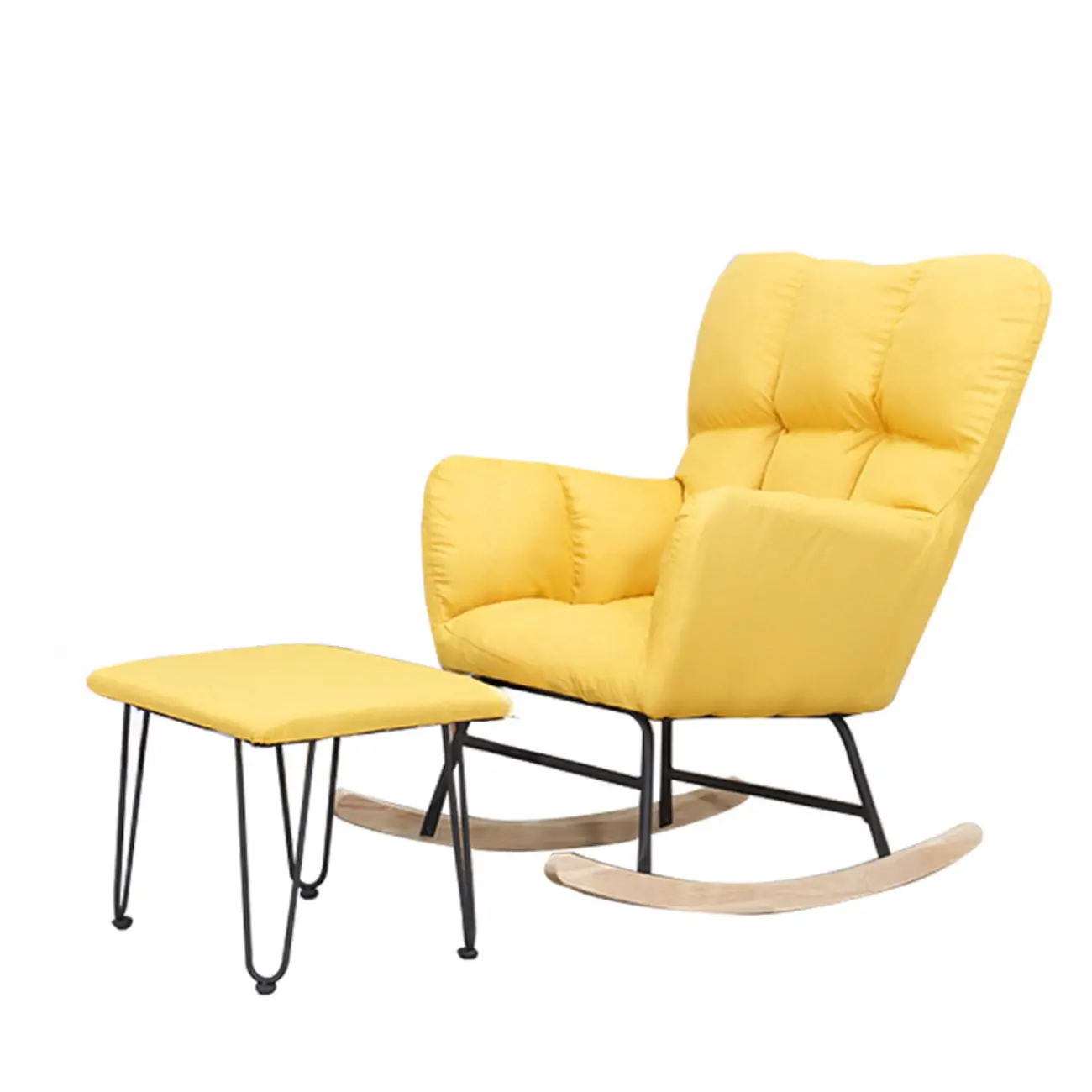 Tech Cloth Upholstered Wood Rocking Chair with Recessed Arm