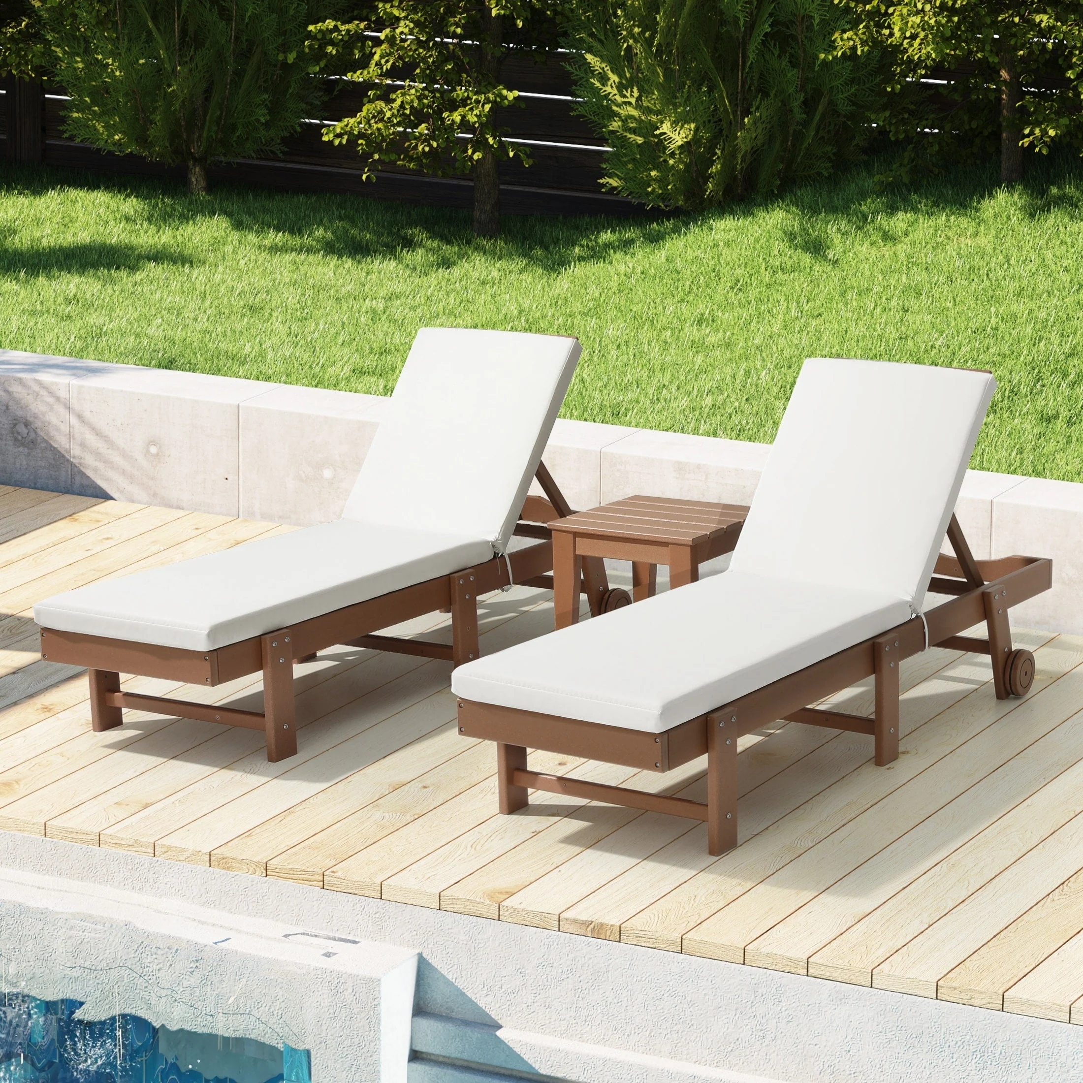 Polytrends Fading Free All Weather Outdoor Patio Chaise Lounge Cushions - (Set of 2)