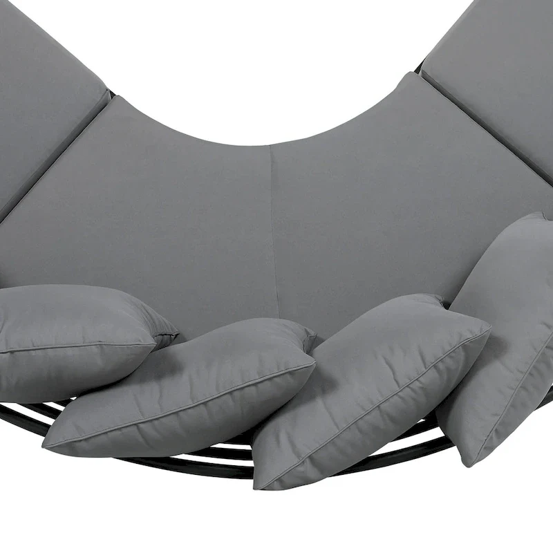 Iron Curved Sectional Sofa Set with Table and Cushions