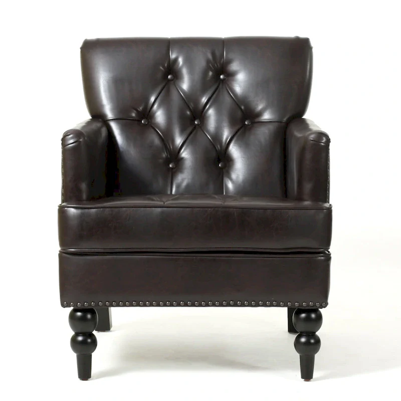 Malone Brown Leather Club Chair by Christopher Knight Home