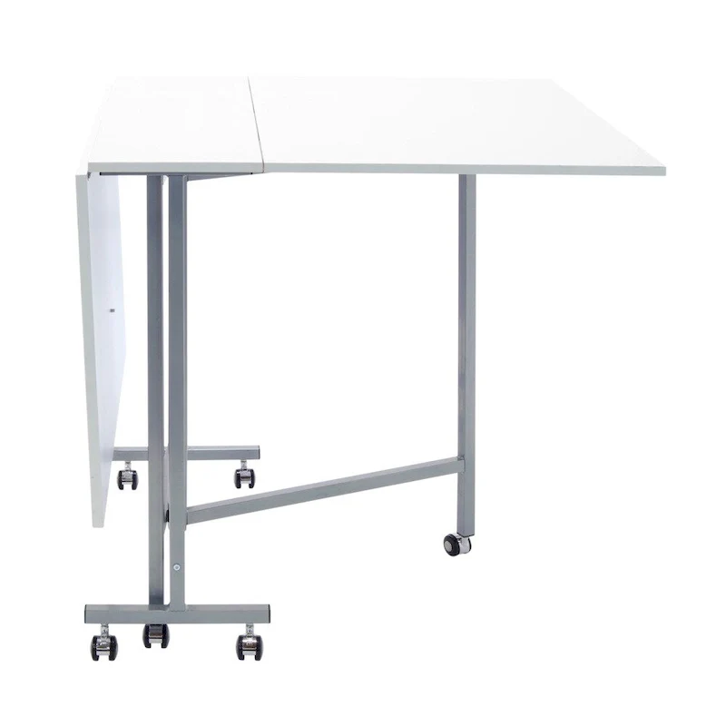 White Folding Craft and Cutting Table with Casters for Adults