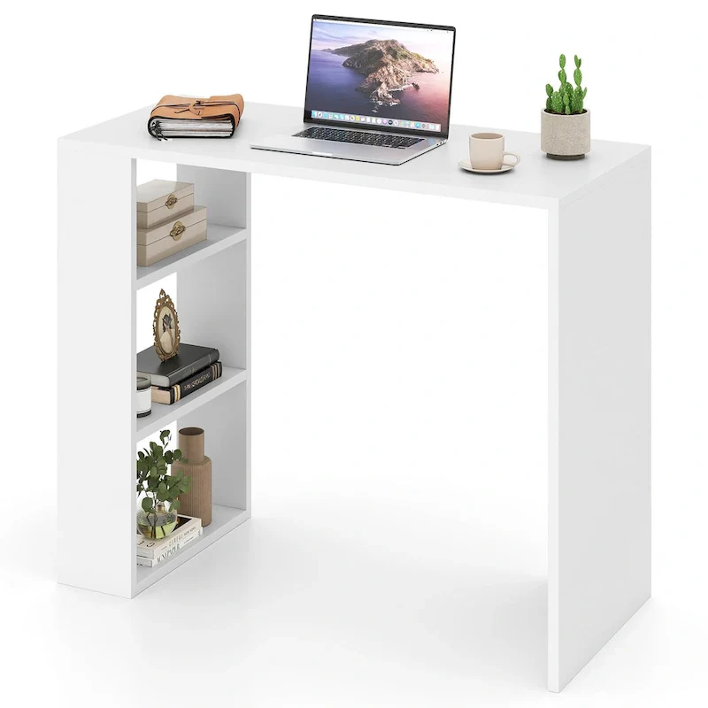 36 Compact Writing Desk w/ 3 Open Shelves Freestanding
