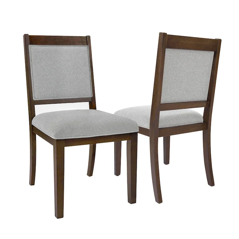 Open Back Dining Chair, Gray/Neutral Woven, Set of 2