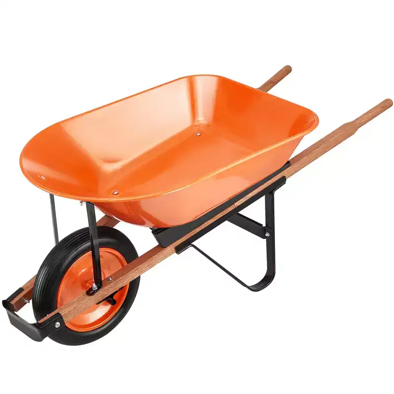 5 Cu. Ft. Wheelbarrow Cart with 265 lbs Capacity, One Wheel Design, 16 Wide Track Wheels for Lawn and Farm