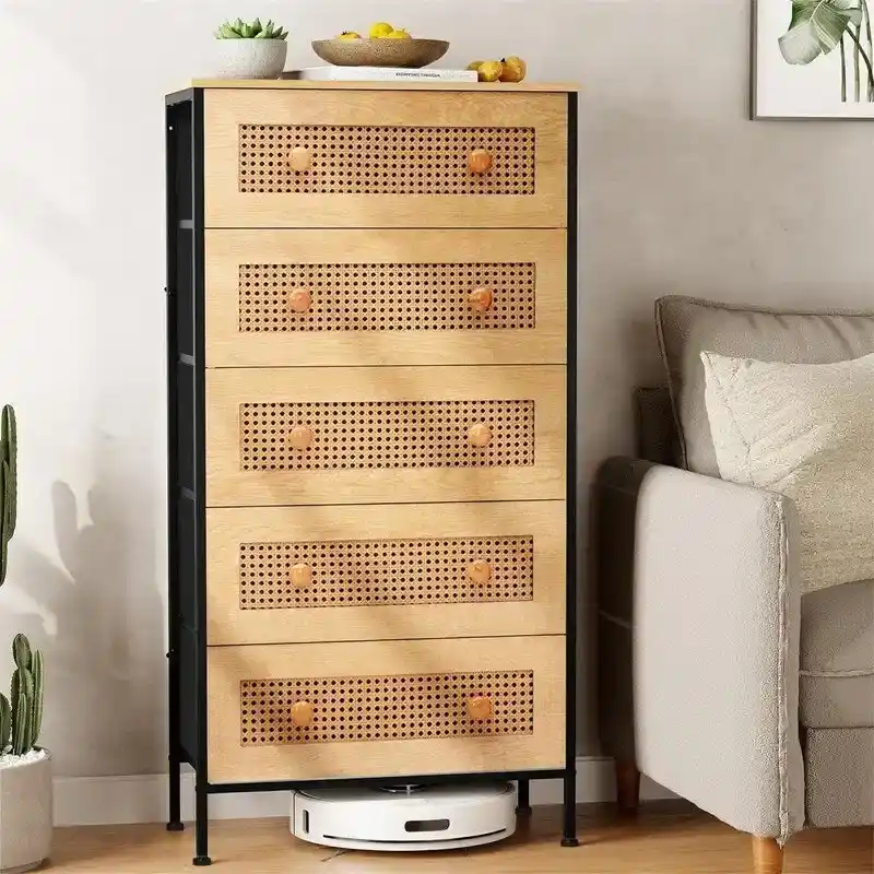 Rattan Dresser Storage Tower - 11.81 D x 23.23 W x 45.67 H