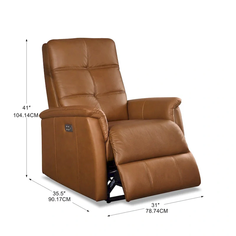 Hydeline Logan Power Headrest Top Grain Leather Recliner Chair