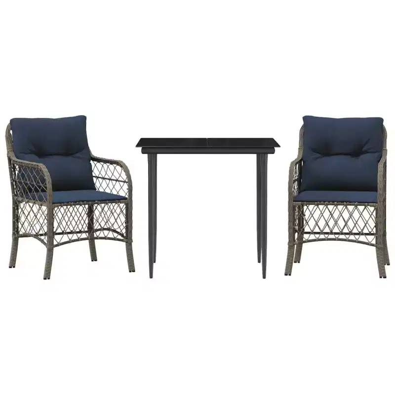 vidaXL Poly Rattan Outdoor Dining Set with Cushions