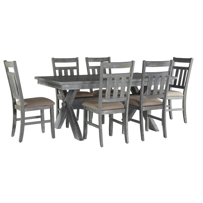 Chester Rustic Wood Farmhouse 7 Piece Dining Set
