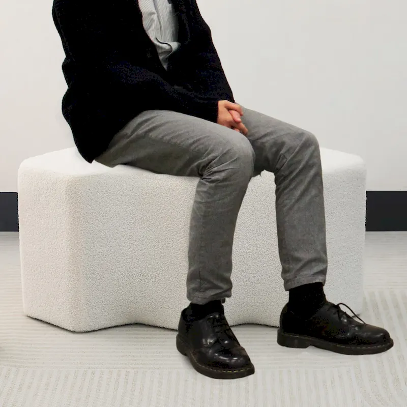 Adeco 35   Long Ottoman Bench Velvet Polygon Foot Stool