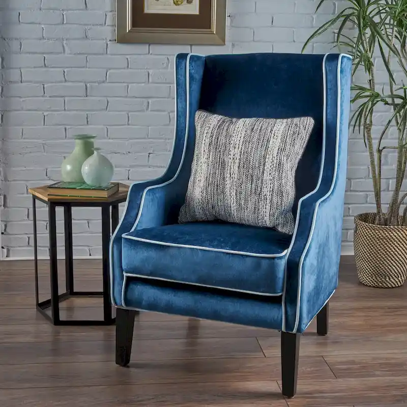 25.9 High Back Velvet Club Chair with Wide Backrest