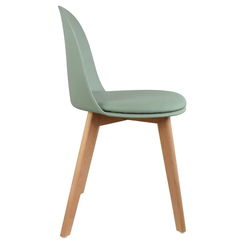Set of 2 Dining Side Chair with Back Armless Plastic Seat Wooden Legs Kitchen Desk Task Computer